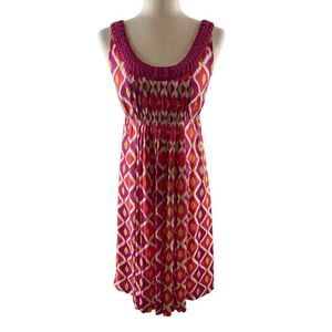 Tory Burch Geometric Print Pleated Sleeveless A-Line Dress Size 4